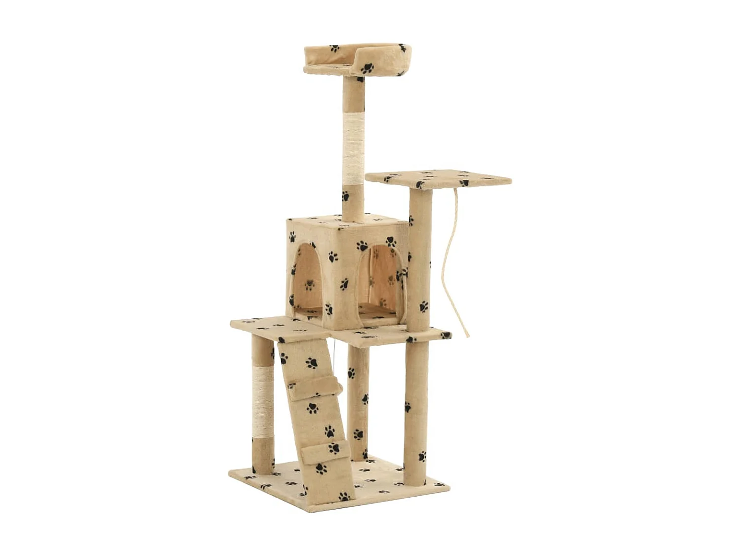Arbre à chat avec griffoirs en sisal 120 cm Beige Motif pattes