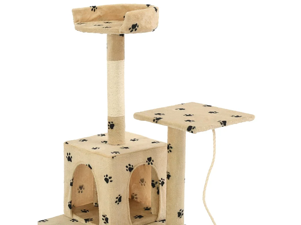 Arbre à chat avec griffoirs en sisal 120 cm Beige Motif pattes