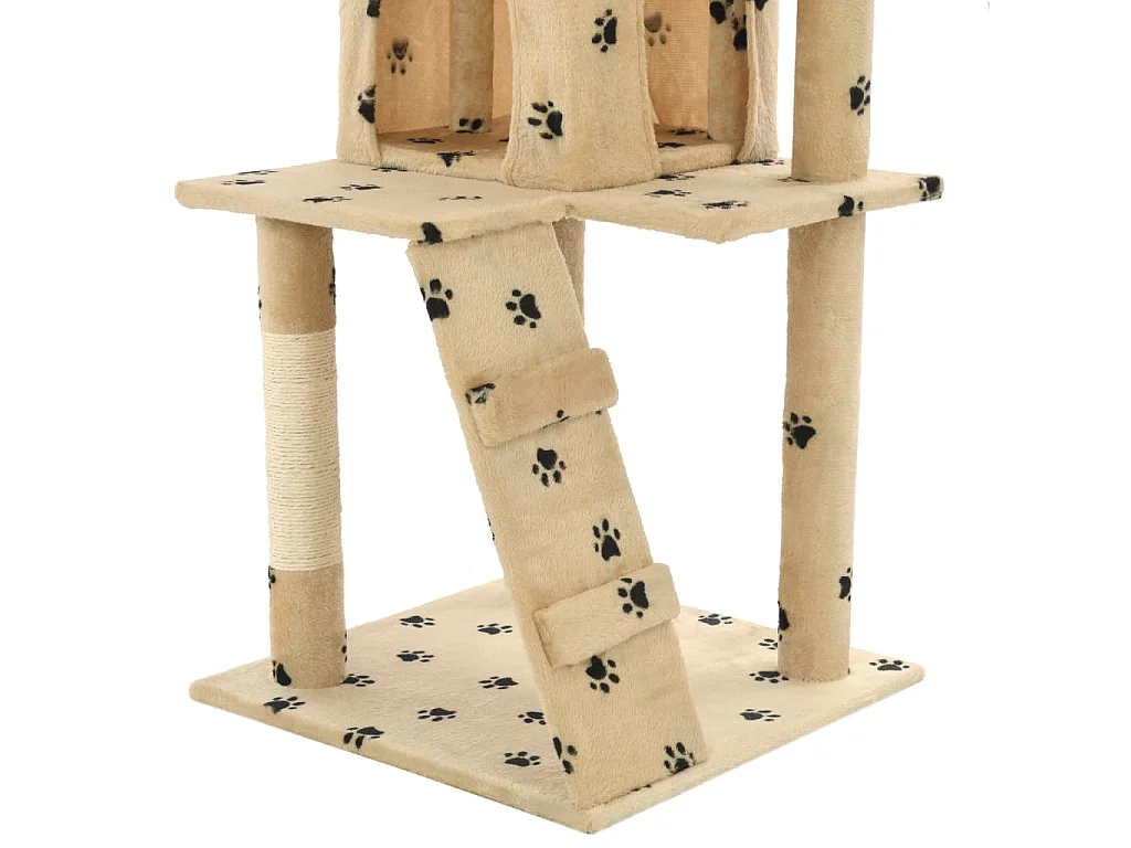 Arbre à chat avec griffoirs en sisal 120 cm Beige Motif pattes