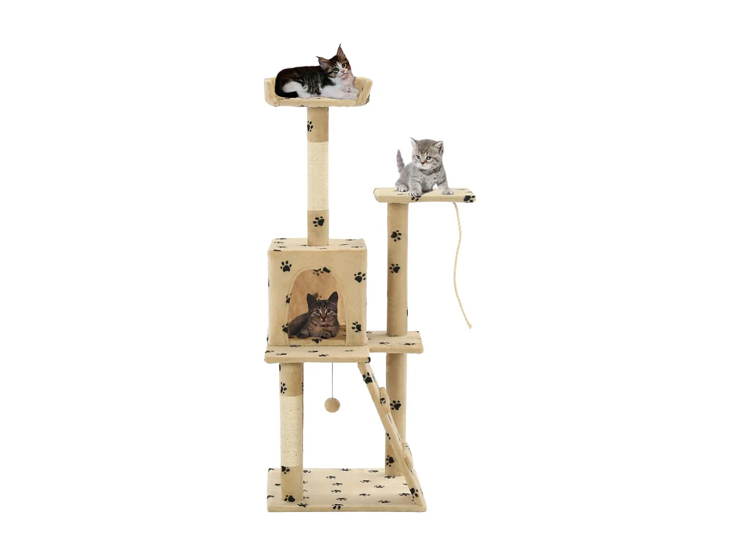 Arbre à chat avec griffoirs en sisal 120 cm Beige Motif pattes