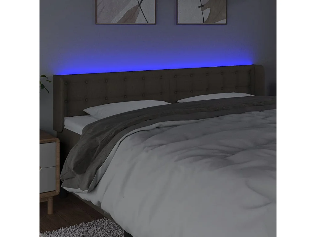 Hoofdbord LED 203x16x78/88 cm stof taupe