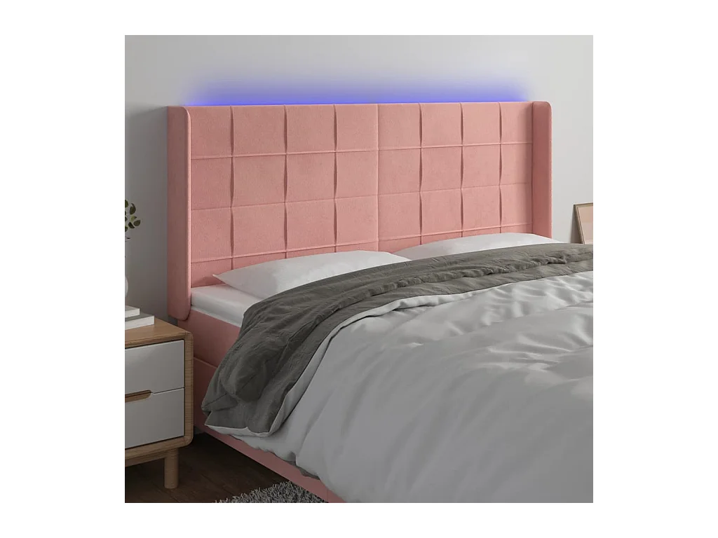Tête de lit à LED Rose 183x16x118/128 cm Velours