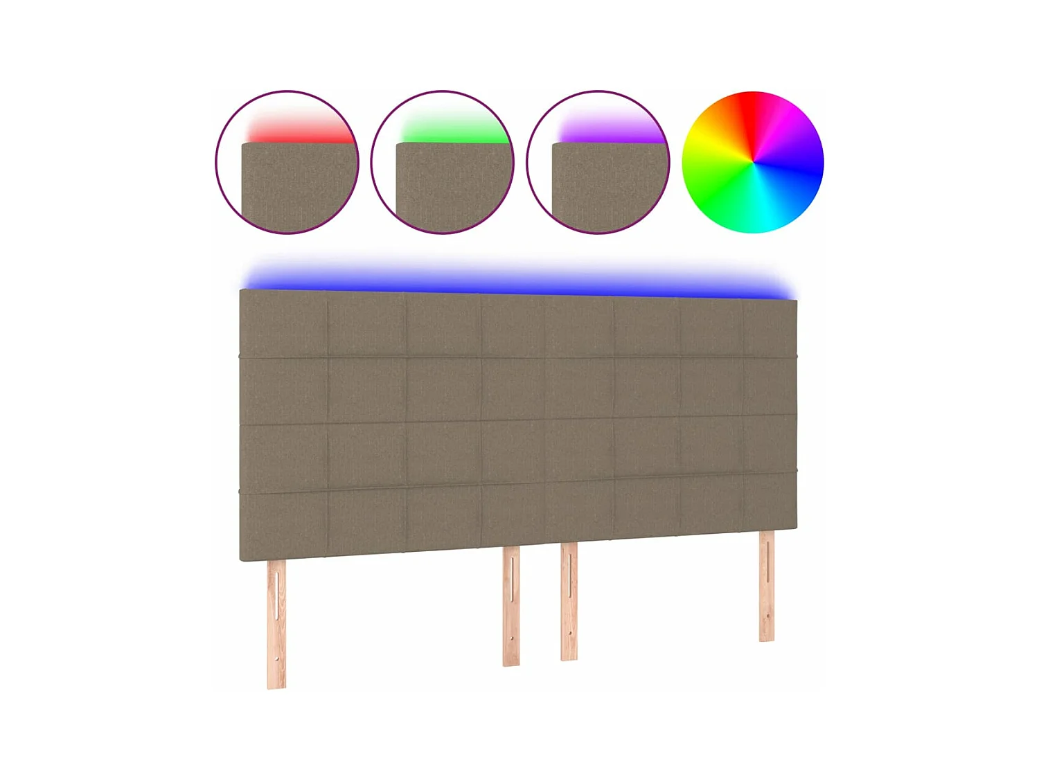 Tête de lit à LED Taupe 200x5x118/128 cm Tissu