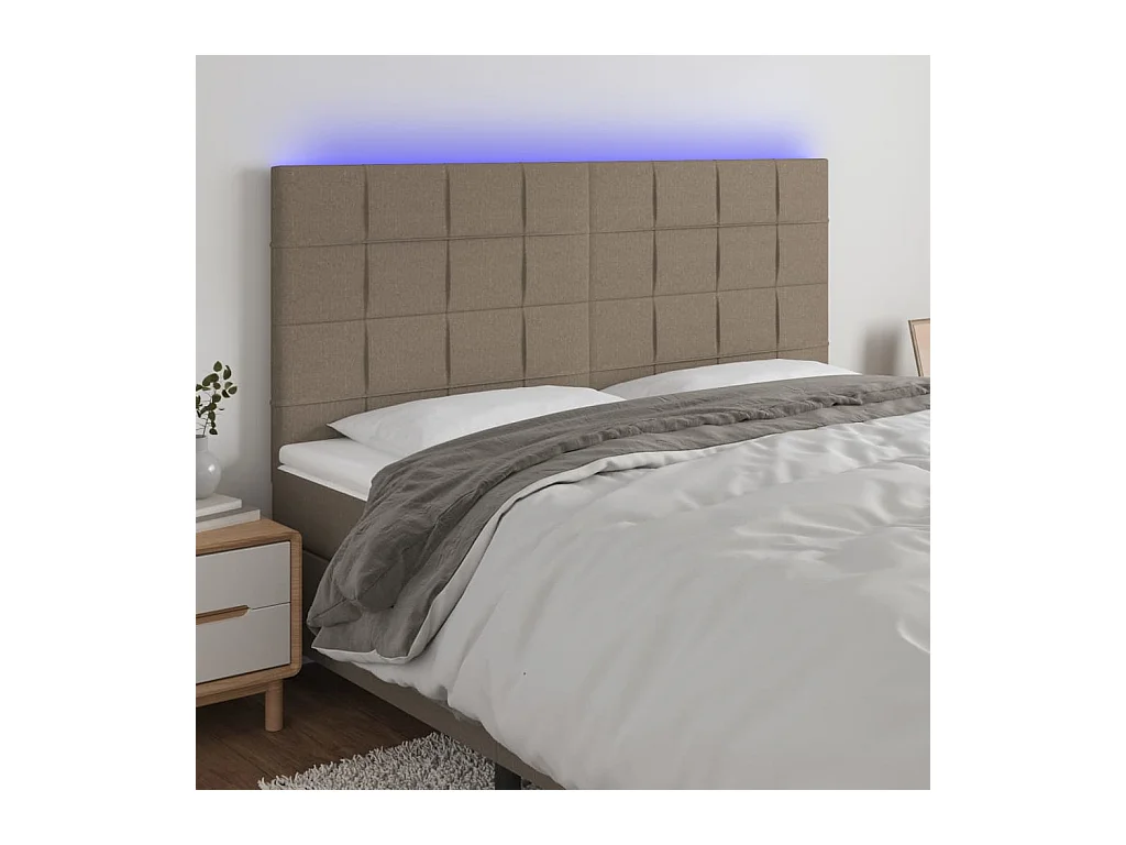 Tête de lit à LED Taupe 200x5x118/128 cm Tissu