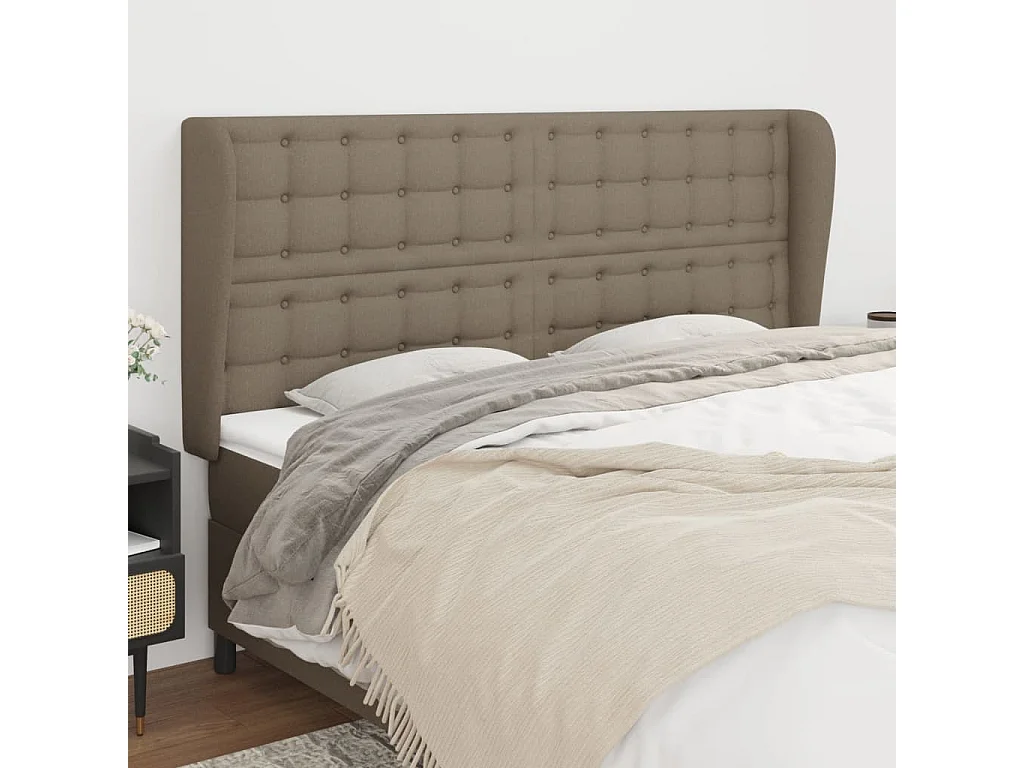 Testiera ad Orecchio Tortora 203x23x118/128 cm in Tessuto