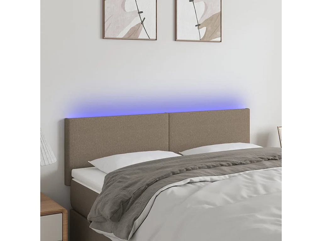 Testiera a LED Tortora 144x5x78/88 cm in Tessuto