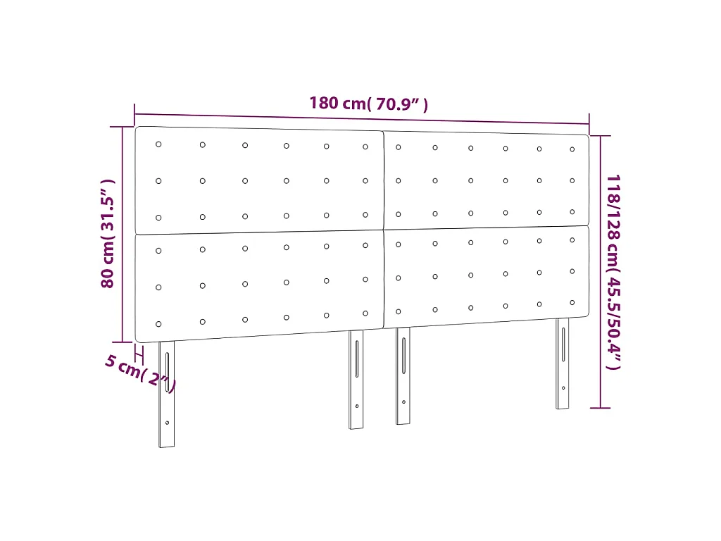 Hoofdbord blauw 180x5x118/128 cm stof