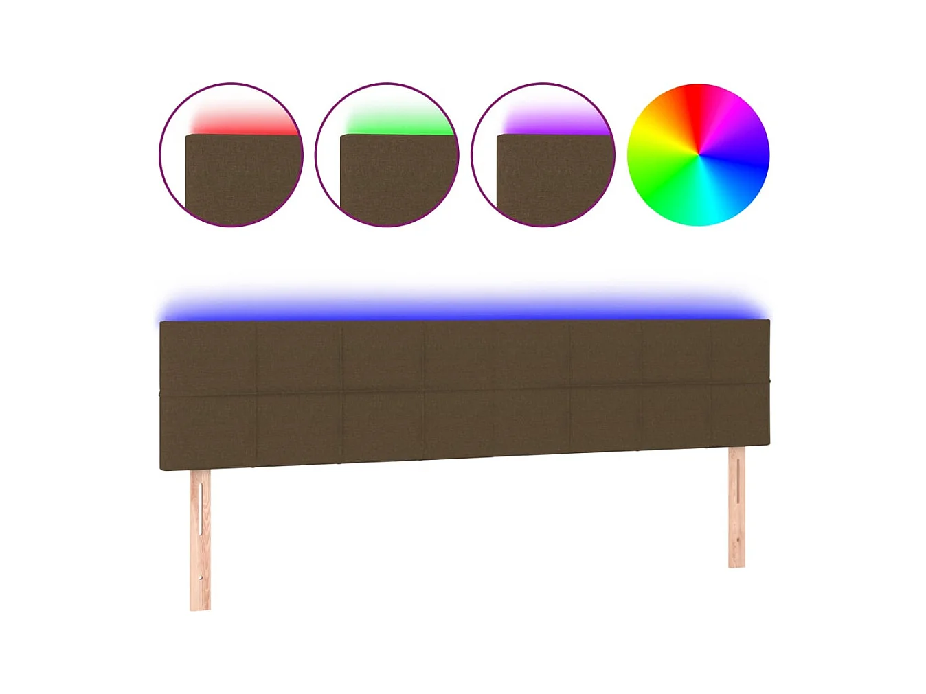 Tête de lit à LED Marron foncé 200x5x78/88 cm Tissu