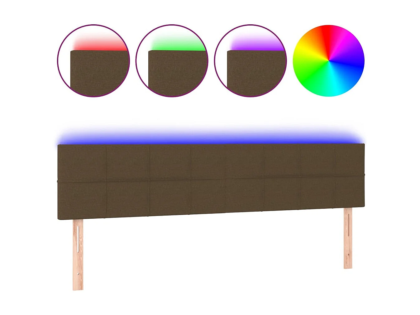Hoofdbord LED 200x5x78/88 cm stof donkerbruin