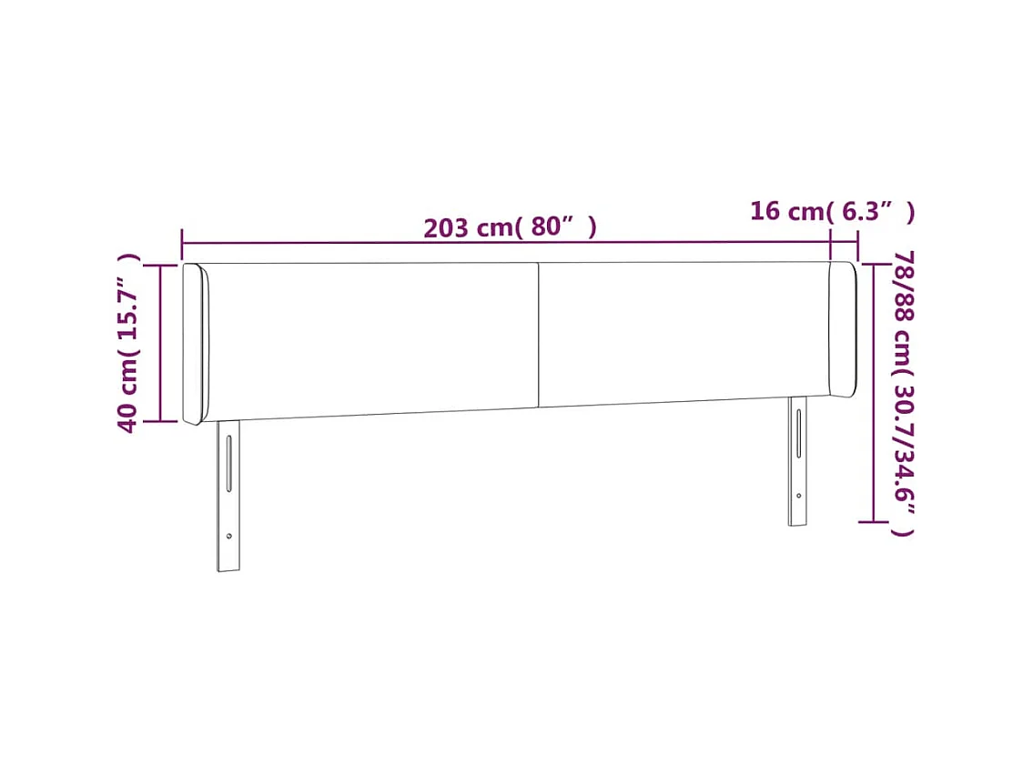 Tête de lit avec oreilles Taupe 203x16x78/88 cm Tissu