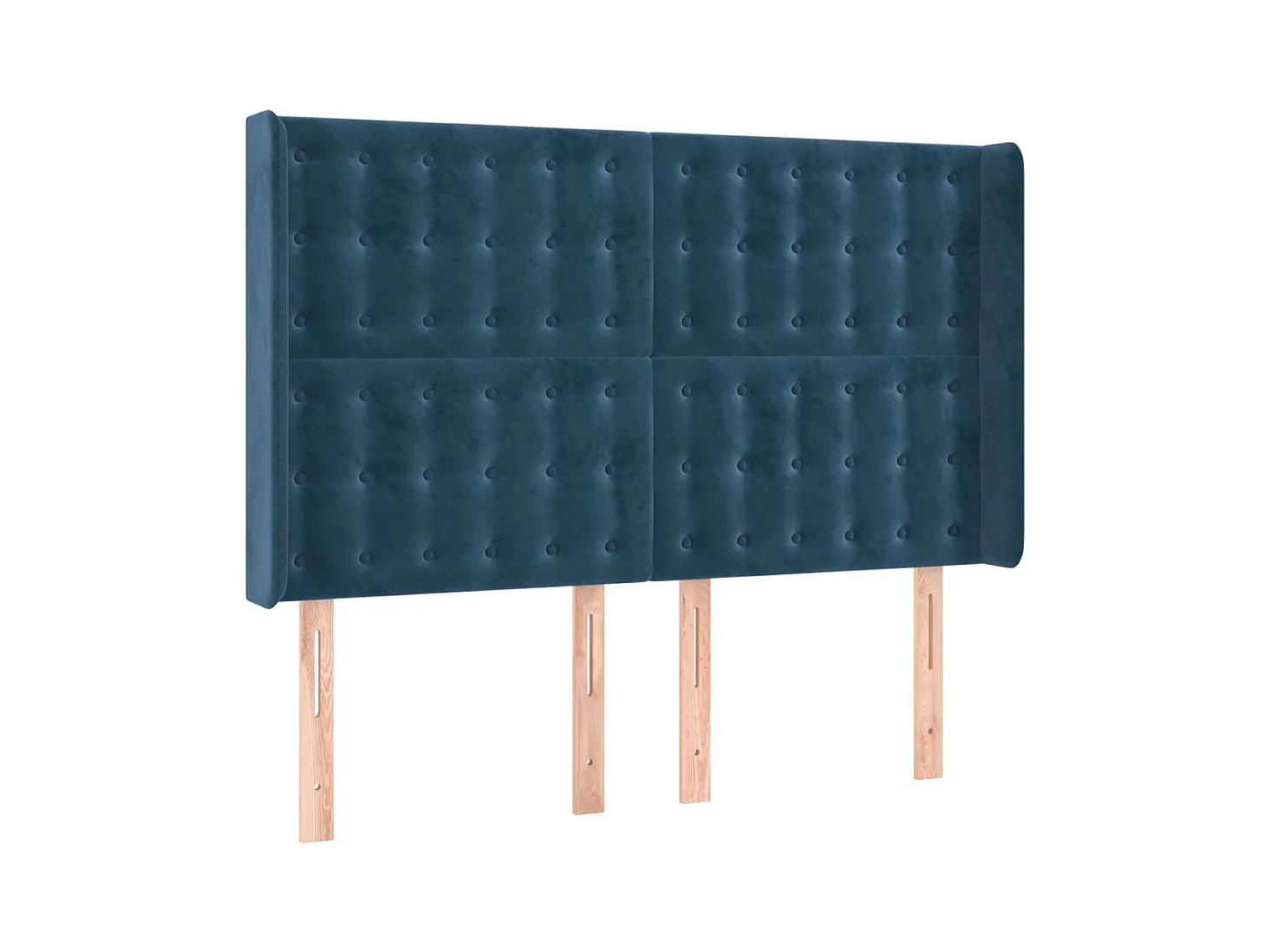 Cabecero con orejas de terciopelo azul oscuro 147x16x118/128 cm