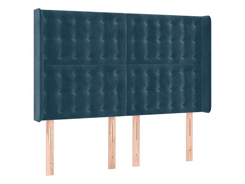 Kopfteil mit Ohren Dunkelblau 147x16x118/128 cm Samt