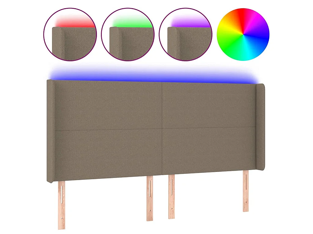 Tête de lit à LED Taupe 183x16x118/128 cm Tissu