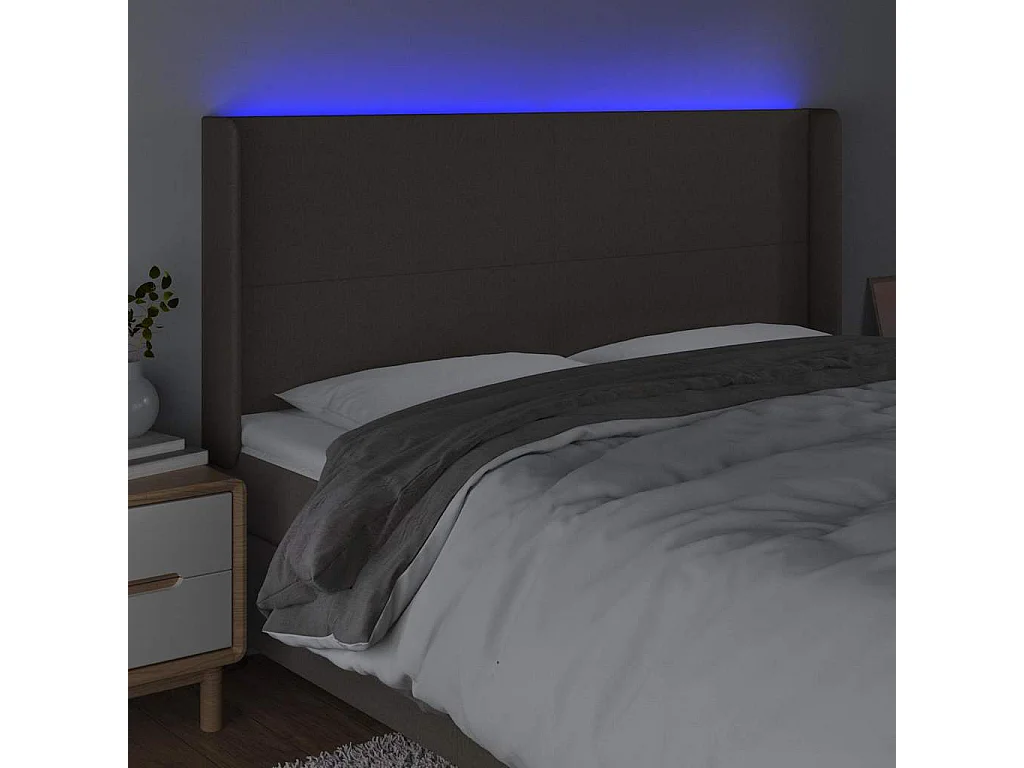 Tête de lit à LED Taupe 183x16x118/128 cm Tissu