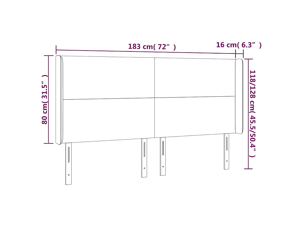 Tête de lit à LED Taupe 183x16x118/128 cm Tissu