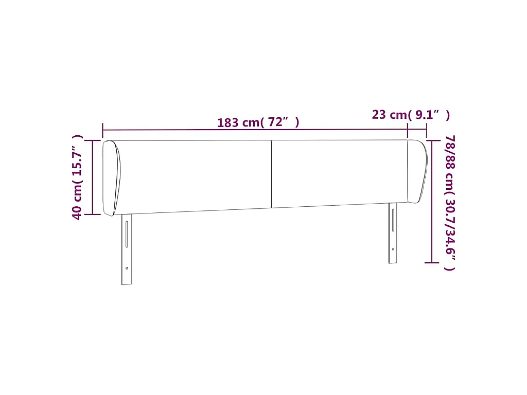 Tête de lit avec oreilles Rose 183x23x78/88 cm Velours