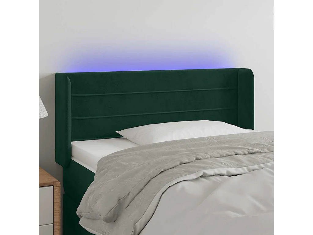 LED Kopfteil Dunkelgrün 93x16x78/88 cm Samt