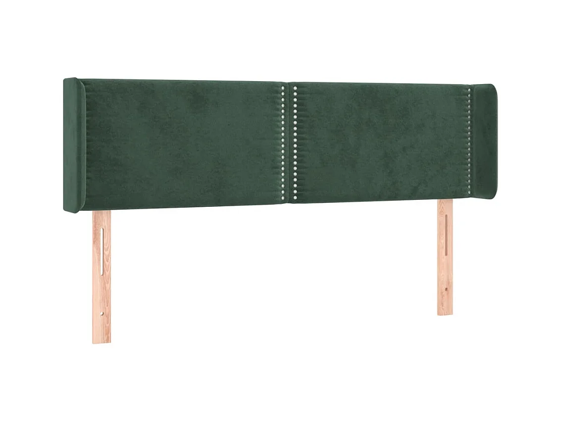 Cabeceira de cama c/ abas tecido 147x16x78/88cm verde-escuro