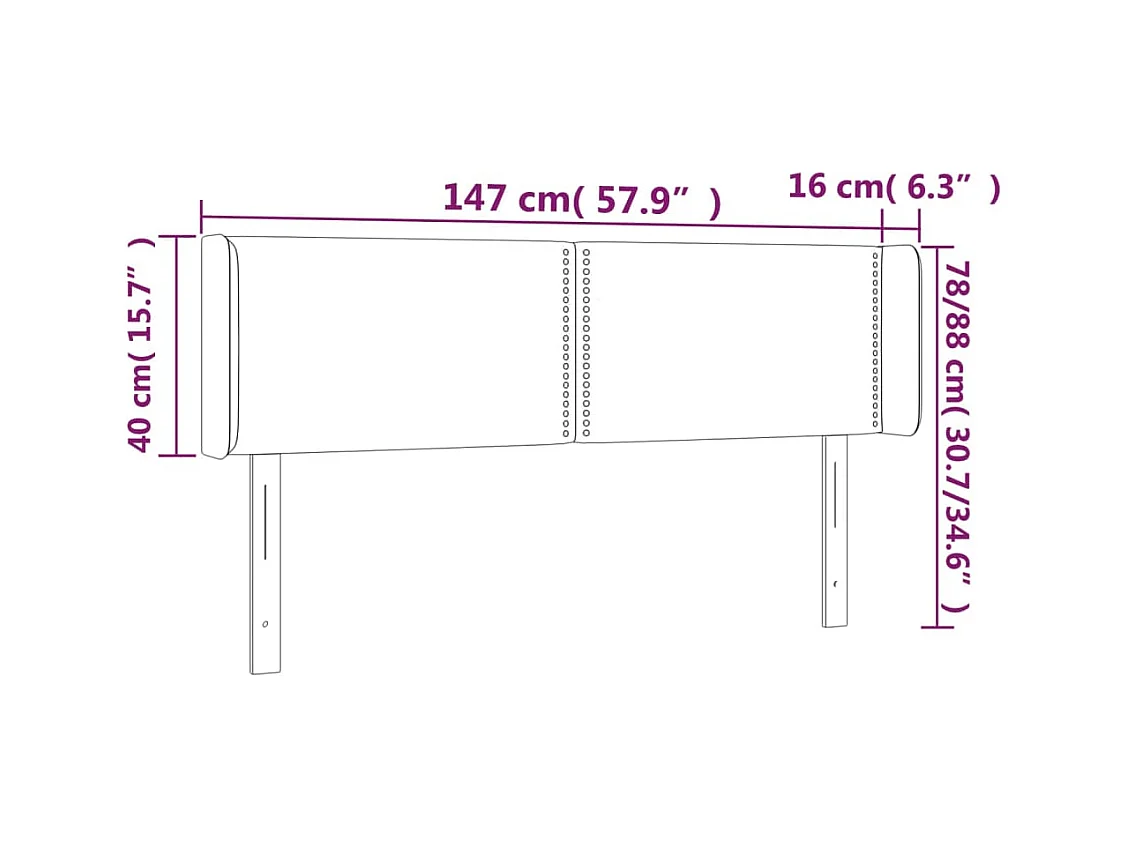 Cabeceira de cama c/ abas tecido 147x16x78/88cm verde-escuro