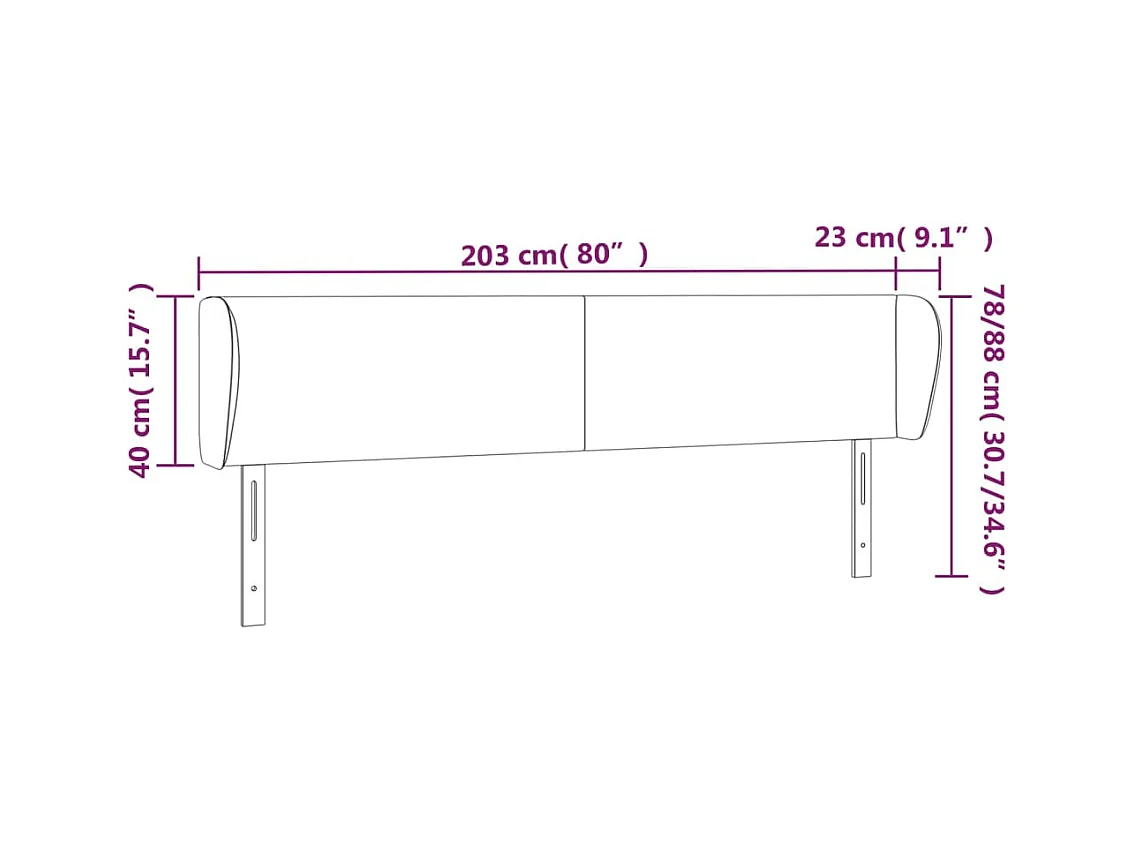Tête de lit avec oreilles Bleu 203x23x78/88 cm Tissu
