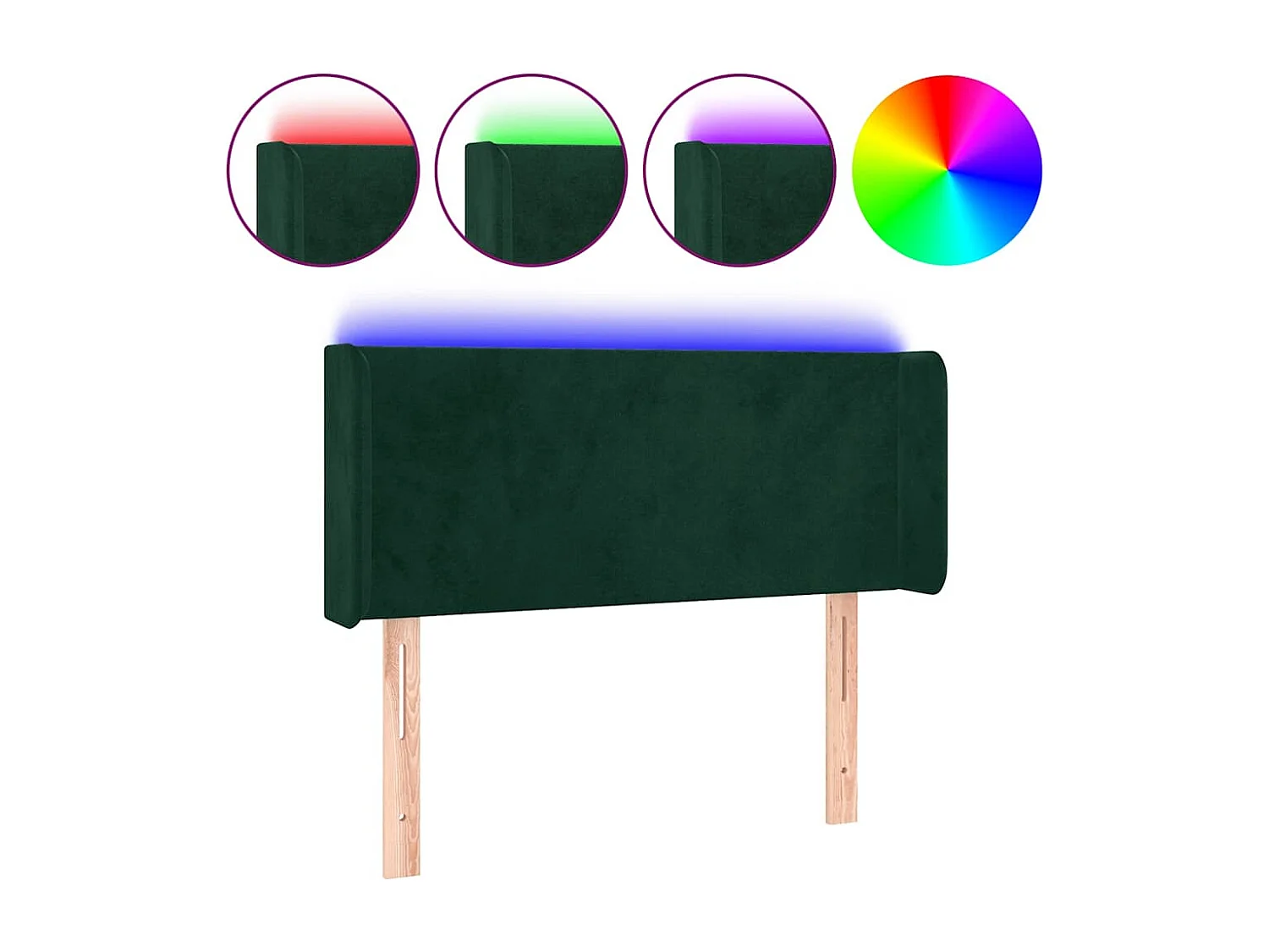 Hoofdbord LED 103x16x78/88 cm fluweel donkergroen