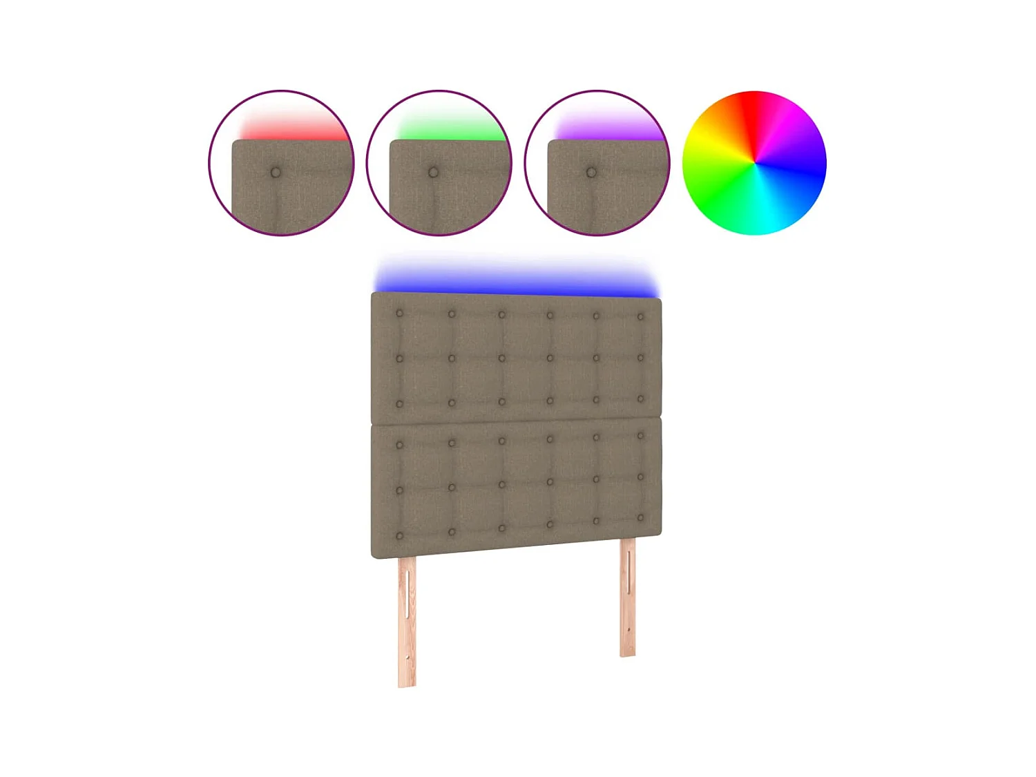 Tête de lit à LED Taupe 100x5x118/128 cm Tissu