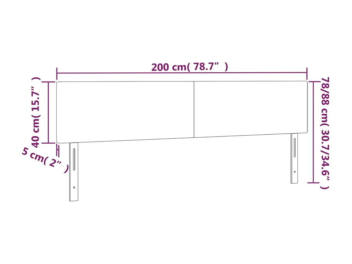 Tête de lit à LED Crème 200x5x78/88 cm Tissu