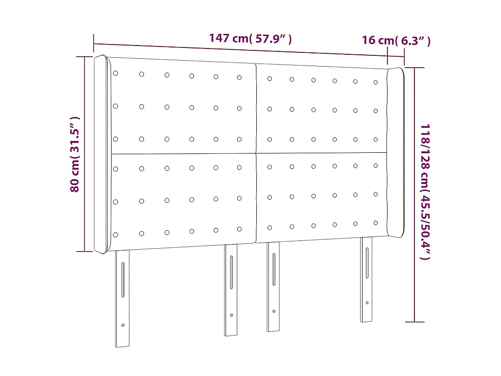 LED Kopfteil Dunkelblau 147x16x118/128 cm Samt