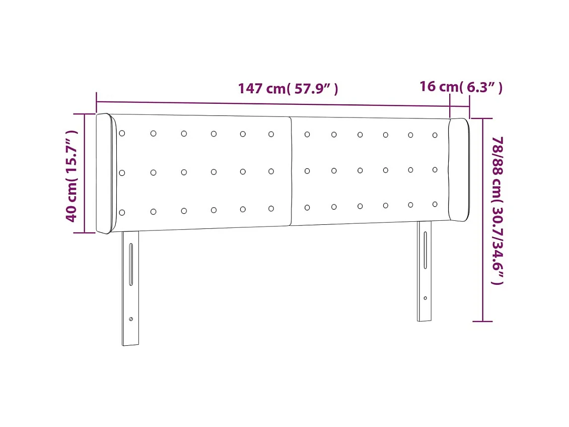 LED Kopfteil Dunkelgrün 147x16x78/88 cm Samt