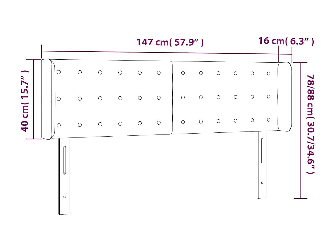 LED Kopfteil Dunkelgrün 147x16x78/88 cm Samt