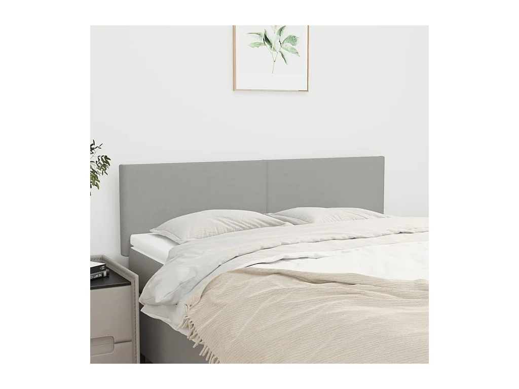 Hoofdborden 2 st 72x5x78/88 cm stof lichtgrijs