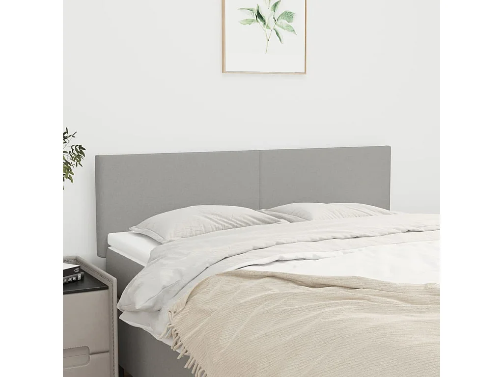 Testiera Grigio Chiaro 144x5x78/88 cm in Tessuto