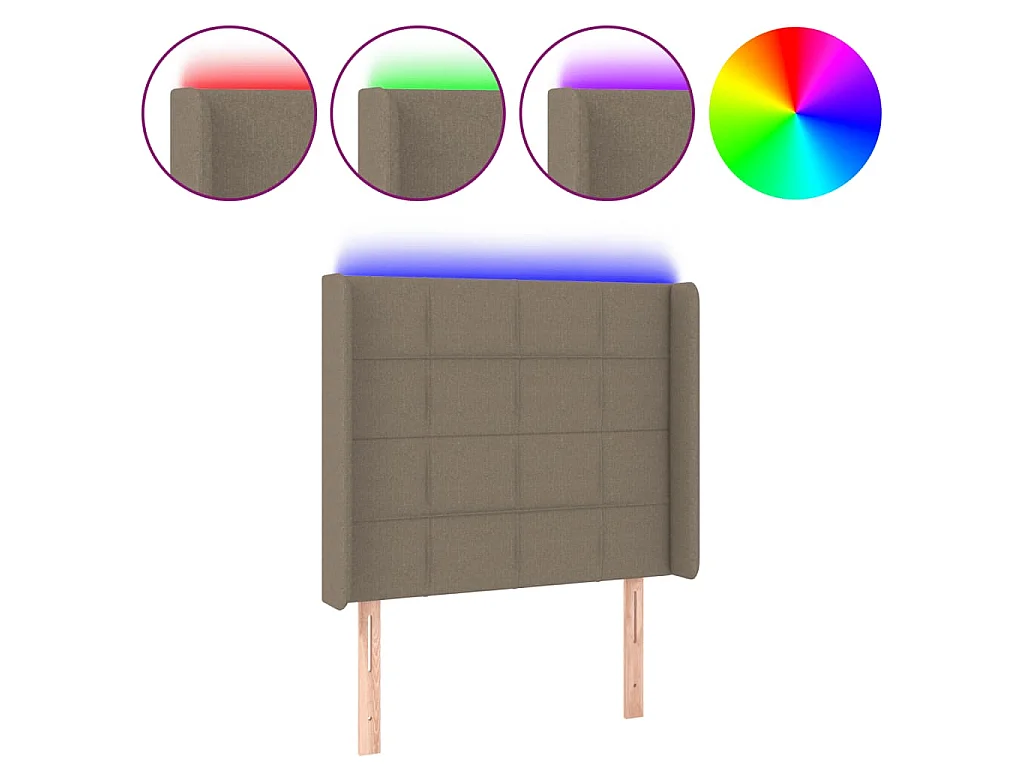 Testiera a LED Tortora 83x16x118/128 cm in Tessuto
