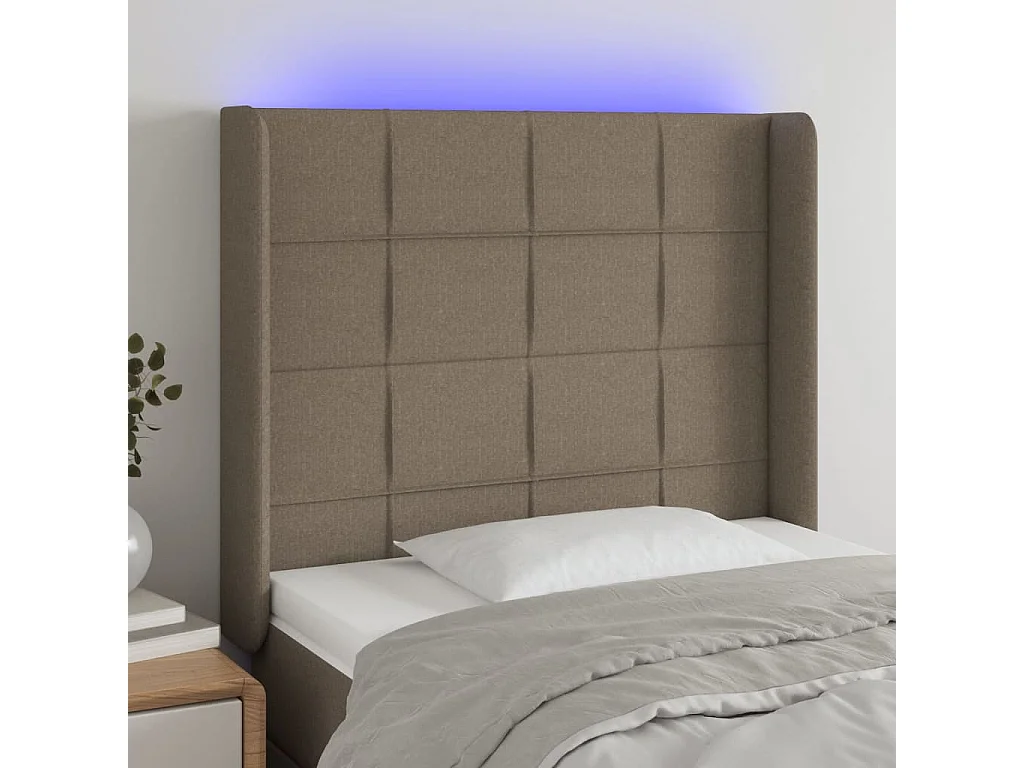 Testiera a LED Tortora 83x16x118/128 cm in Tessuto