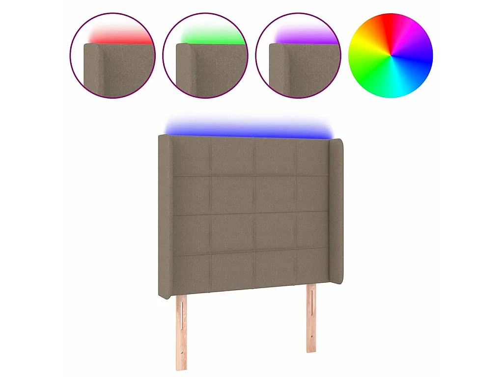Hoofdbord LED 83x16x118/128 cm stof taupe