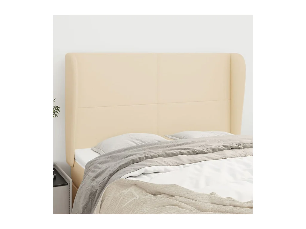 Tête de lit avec oreilles Crème 147x23x118/128 cm Tissu