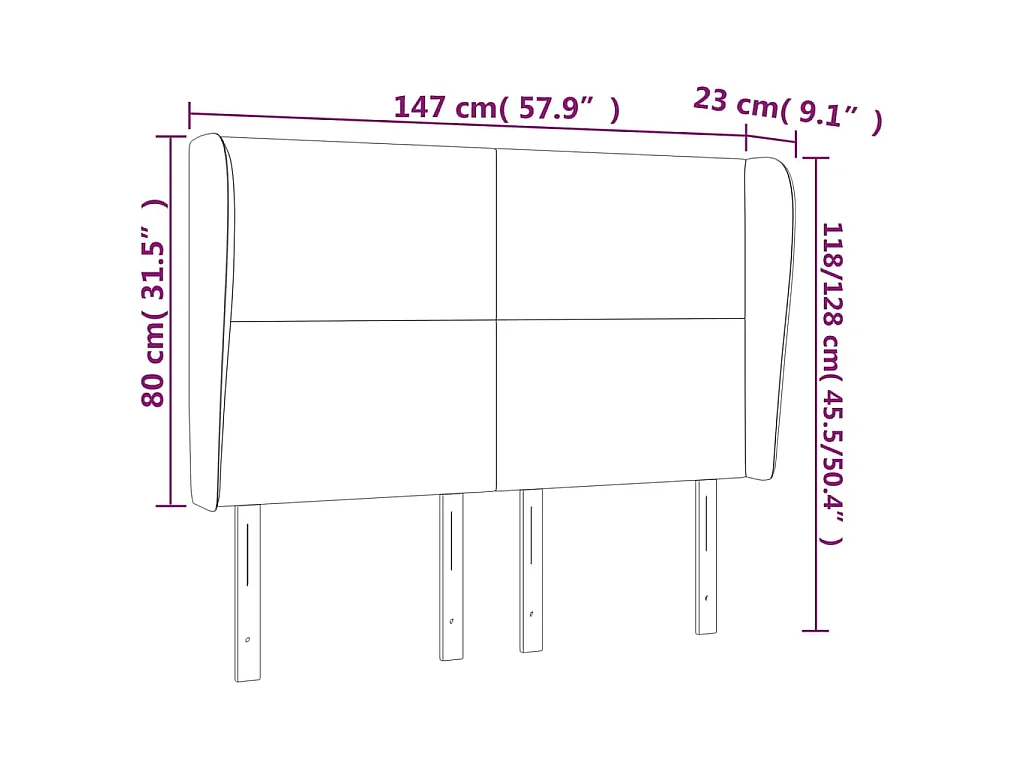 Tête de lit avec oreilles Crème 147x23x118/128 cm Tissu