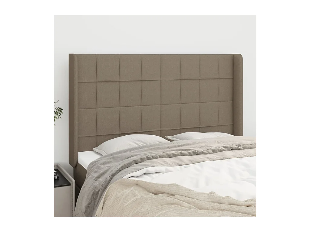 Hoofdbord met randen 147x16x118/128 cm stof taupe