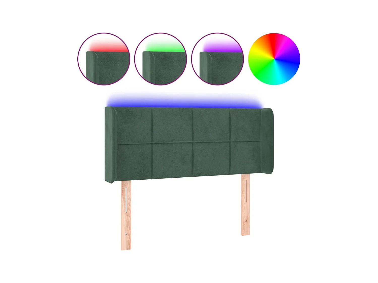 LED Kopfteil Dunkelgrün 83x16x78/88 cm Samt