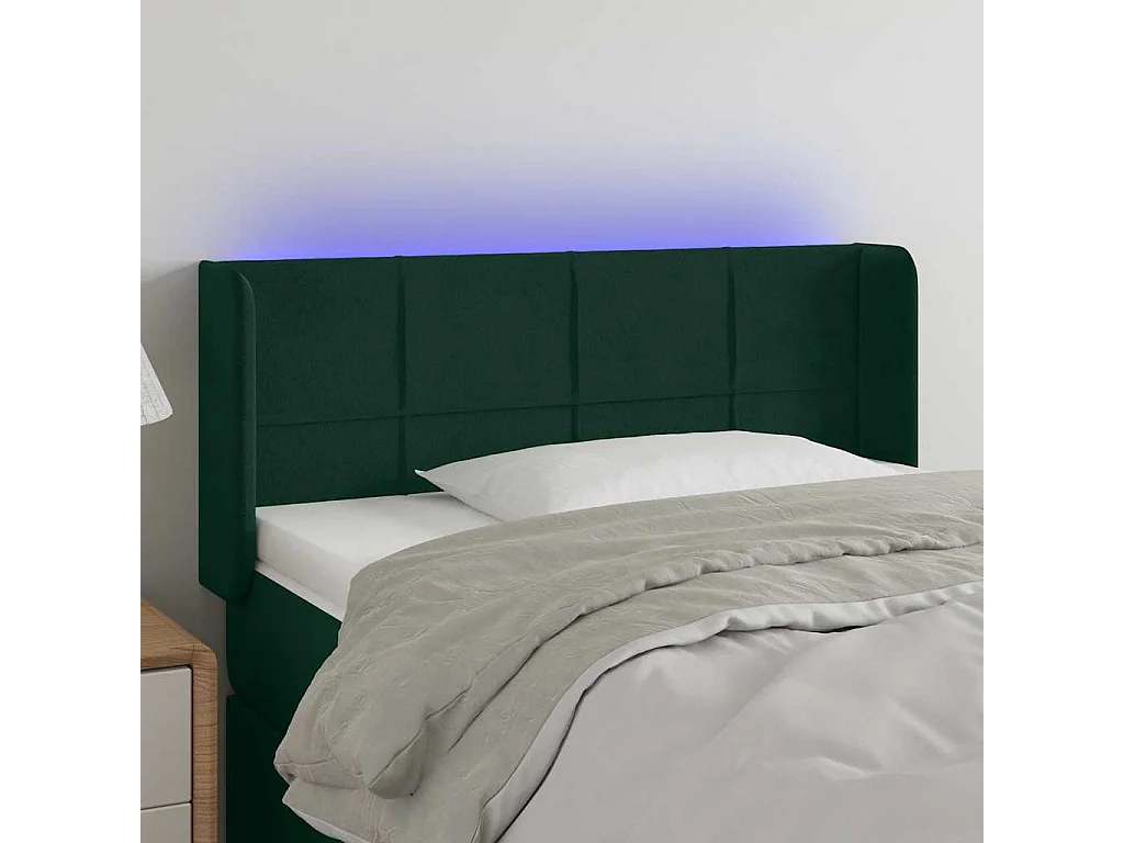 Tête de lit à LED Vert foncé 83x16x78/88 cm Velours