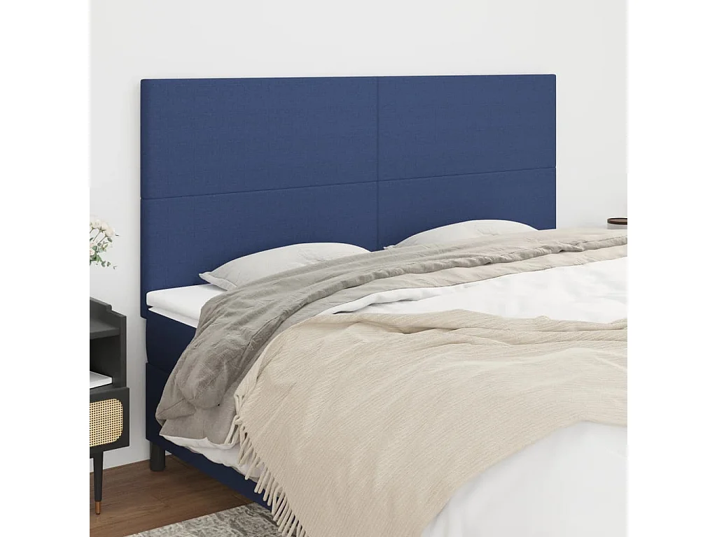 Tête de lit Bleu 160x5x118/128 cm Tissu