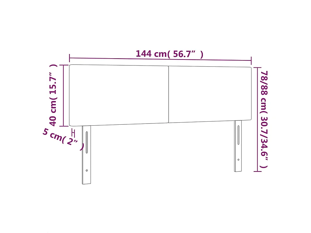 Tête de lit à LED Crème 144x5x78/88 cm Tissu