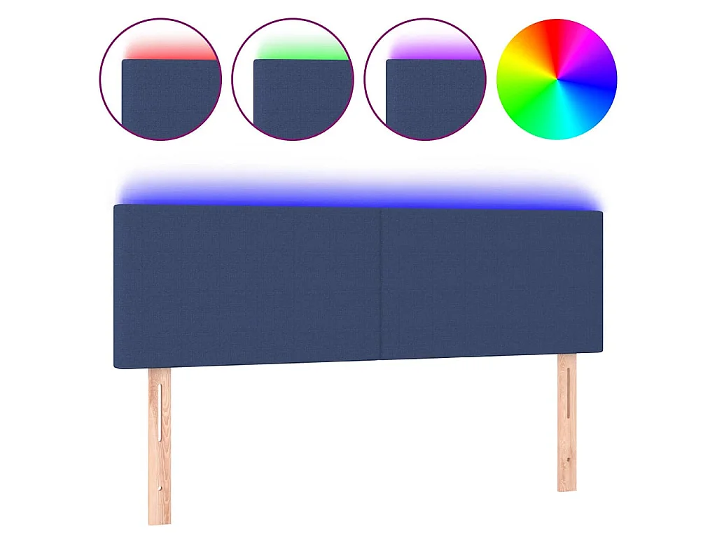 Hoofdbord LED 144x5x78/88 cm stof crèmekleurig