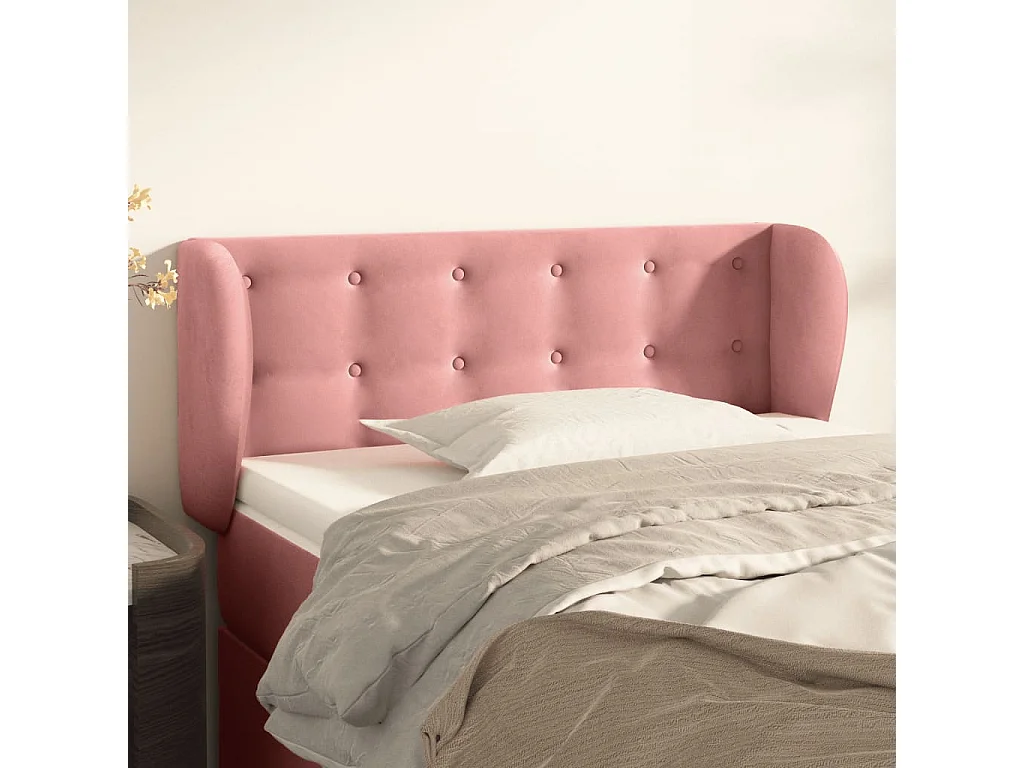 Testiera ad Orecchio Nera 93x23x78/88 cm in Velluto