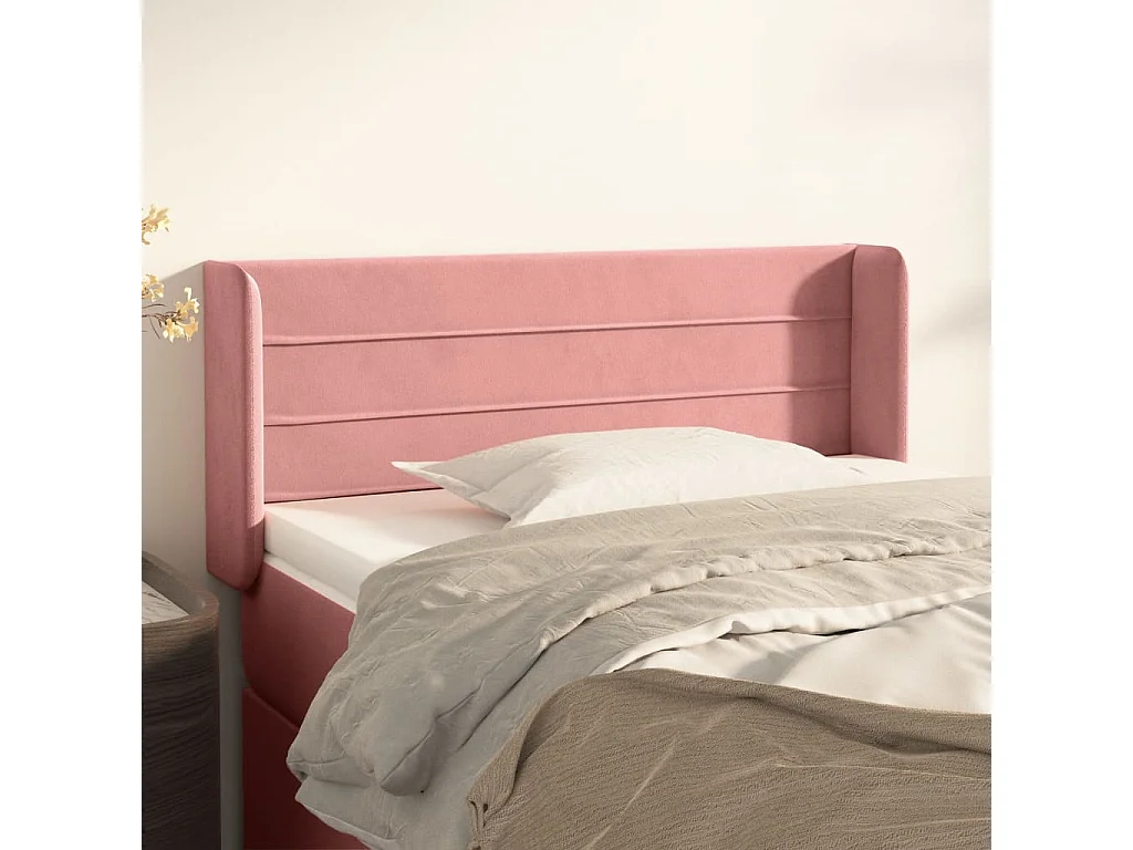 Testiera ad Orecchio Rosa 83x16x78/88 cm in Velluto