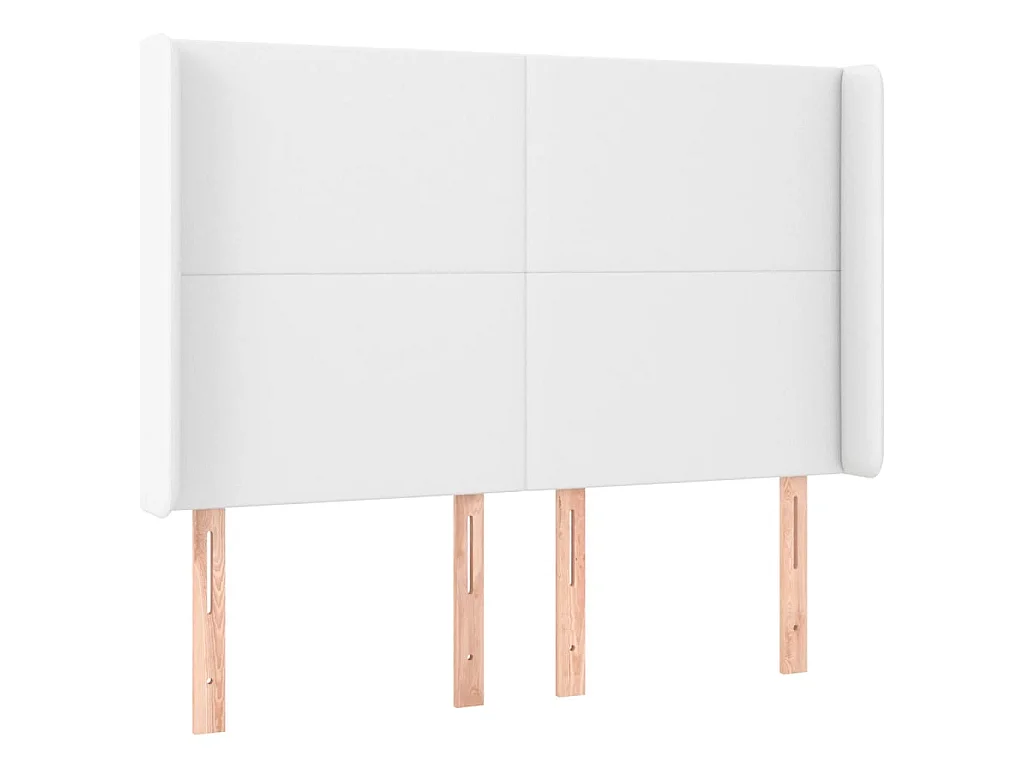 Hoofdbord met randen 147x16x118/128 cm kunstleer wit