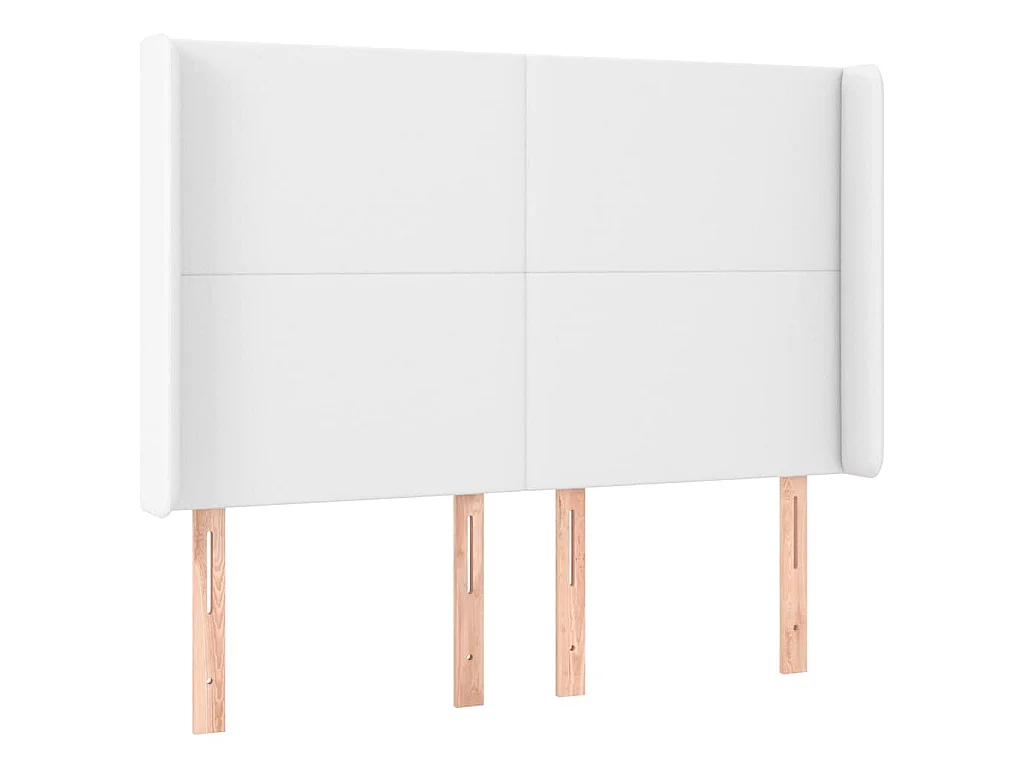 Tête de lit avec oreilles Blanc 147x16x118/128 cm Similicuir