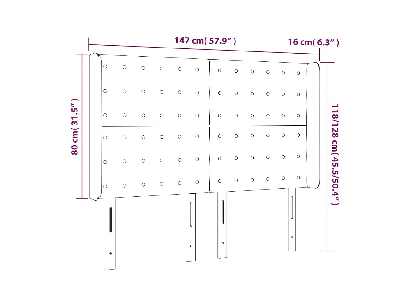 LED Kopfteil Rosa 147x16x118/128 cm Samt