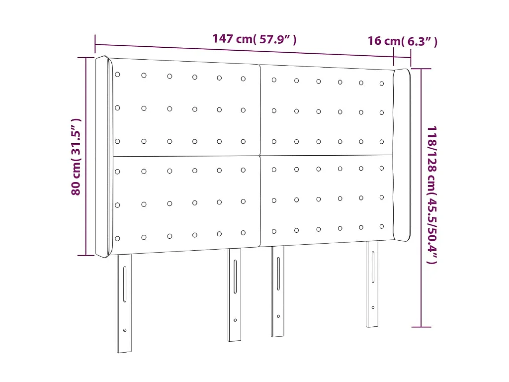 LED Kopfteil Rosa 147x16x118/128 cm Samt