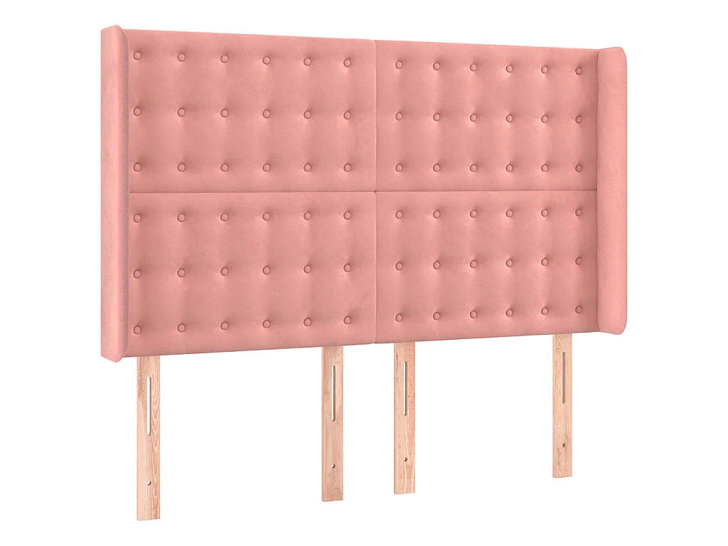 Cabecero con LED de terciopelo rosa 147x16x118/128 cm